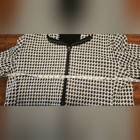 CHICO'S Women's Black & White Houndstooth Zip-Up Pocket Jacket Size 3/XL/16 - Picture 11 of 13